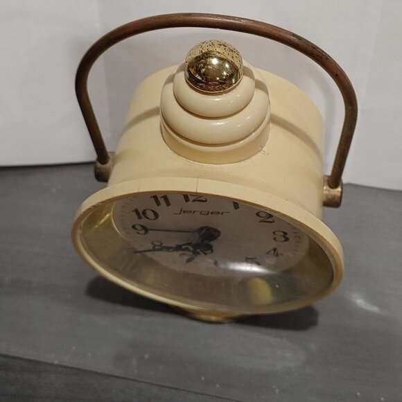 Vintage Jerger Alarm Clock Mechanical Yellow Like Lantern Rare - Picture 3 of 10